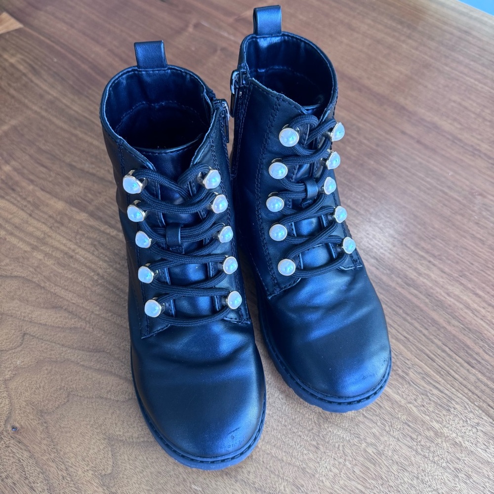 Nordstrom Black Kids Boots with Pearl Accents. Girl’s Size 13.